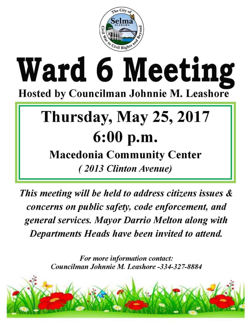 Leashore Ward 6 Meeting Flyer 5.25.17