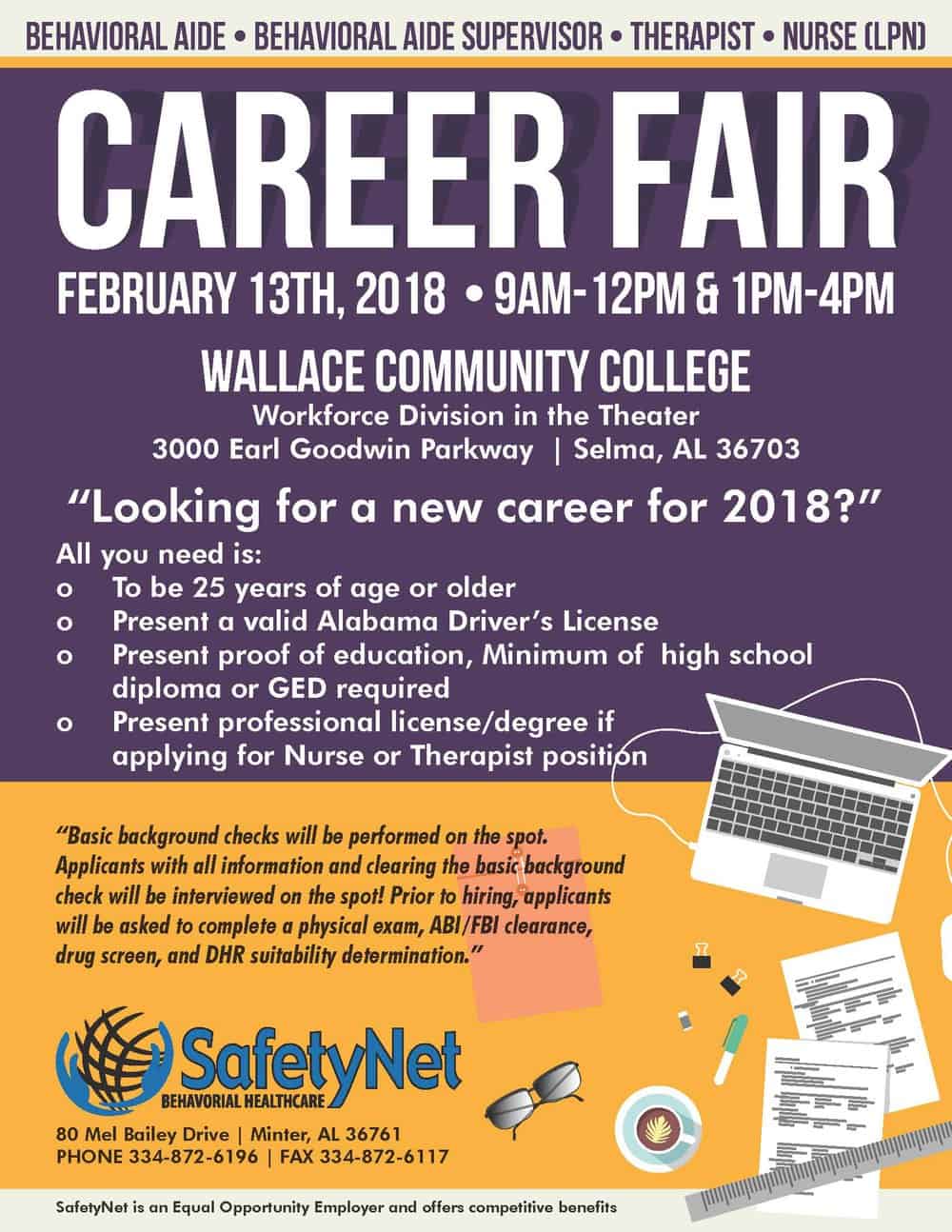 Safety Net Career Fair Flyer 2.13.2018