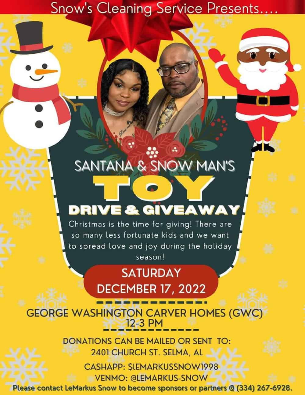Snow Cleaning Service Toy Drive and Giveaway