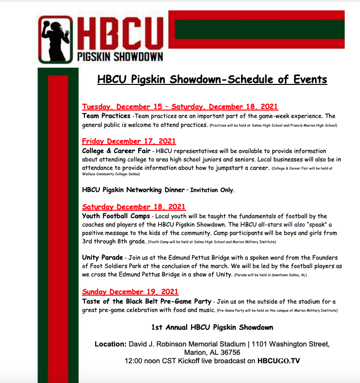 hbcu schedule of events